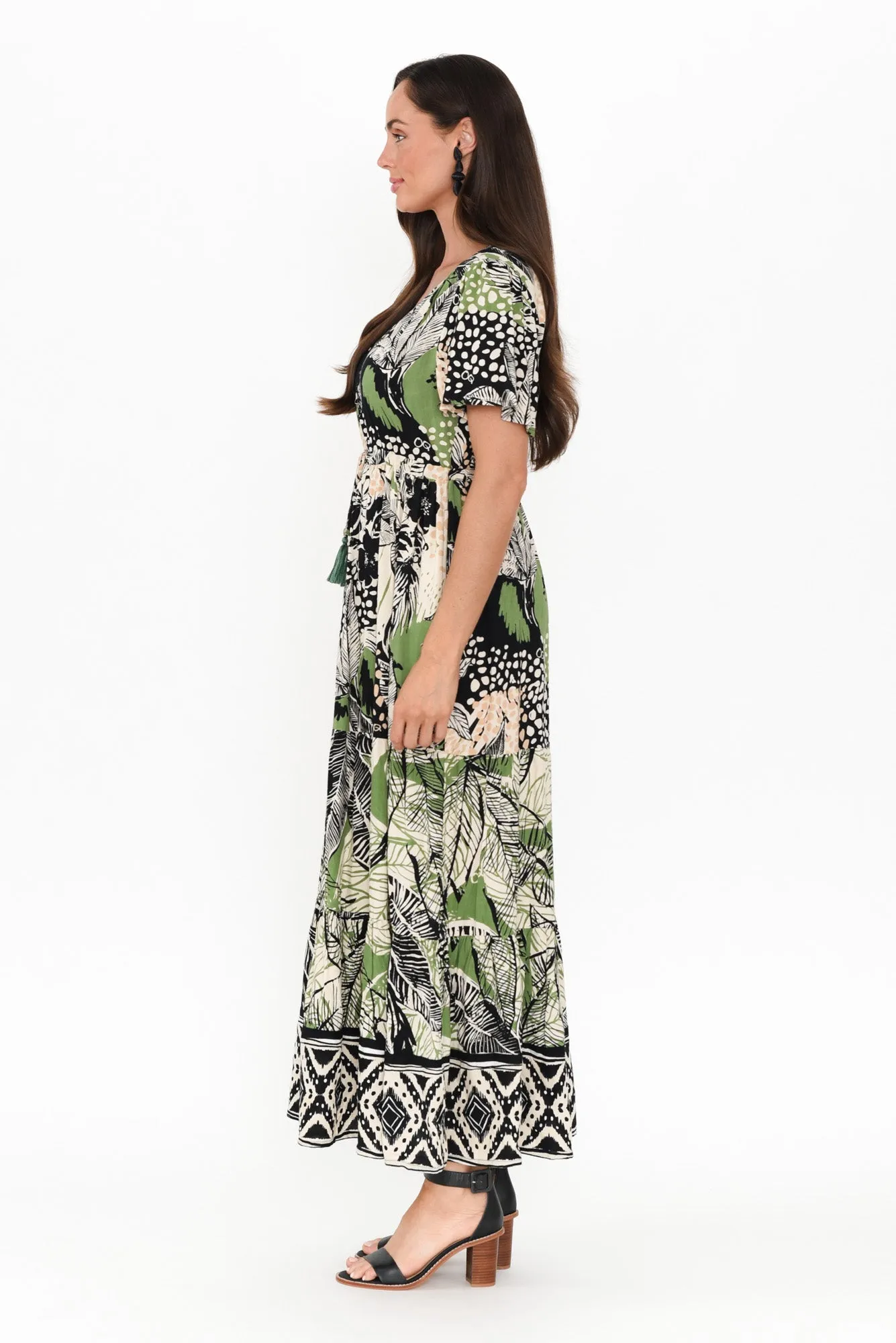 Cobi Green Leaf Tie Dress