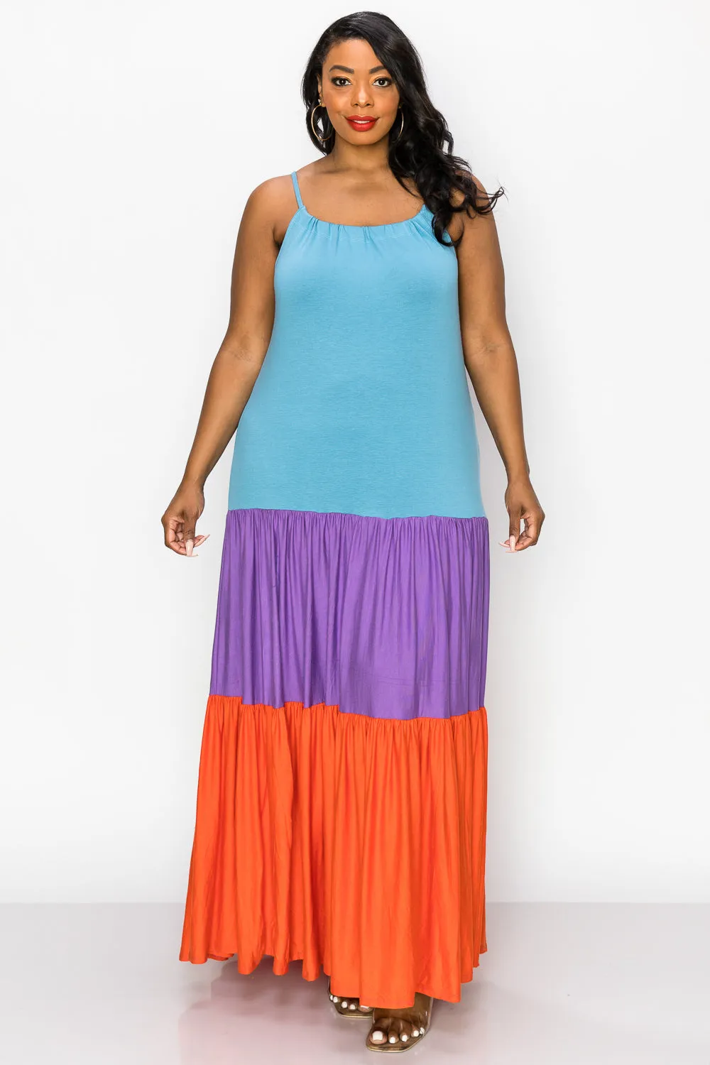 Colorblock Cami Neck Maxi Dress