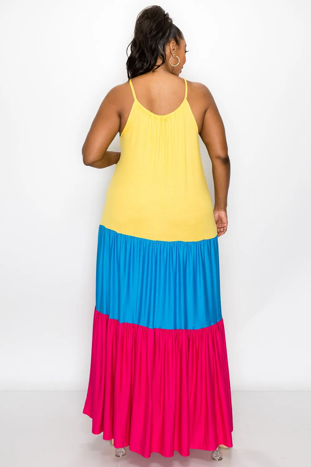 Colorblock Cami Neck Maxi Dress