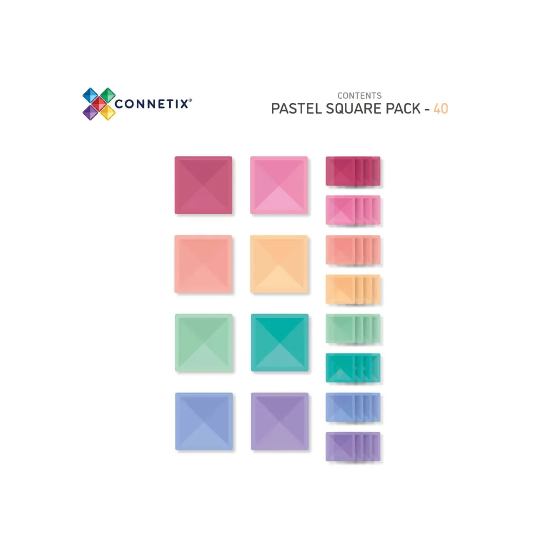 Connetix Tiles 40 Piece Pastel Square Pack