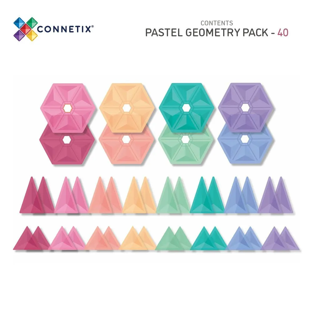 Connetix Tiles - Pastel Geometry Pack - 40 pc