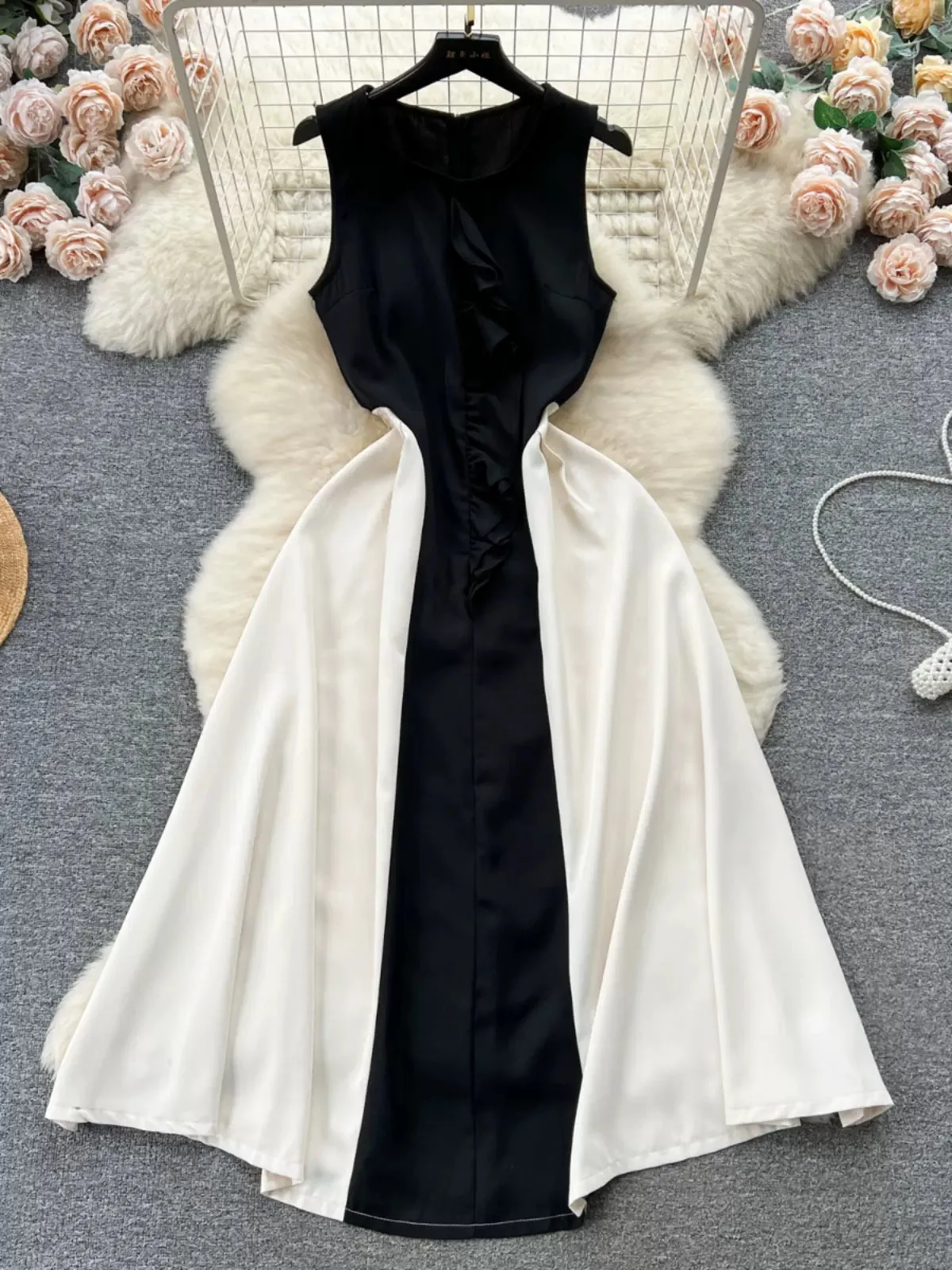 Contemporary Black & White Evening Dress