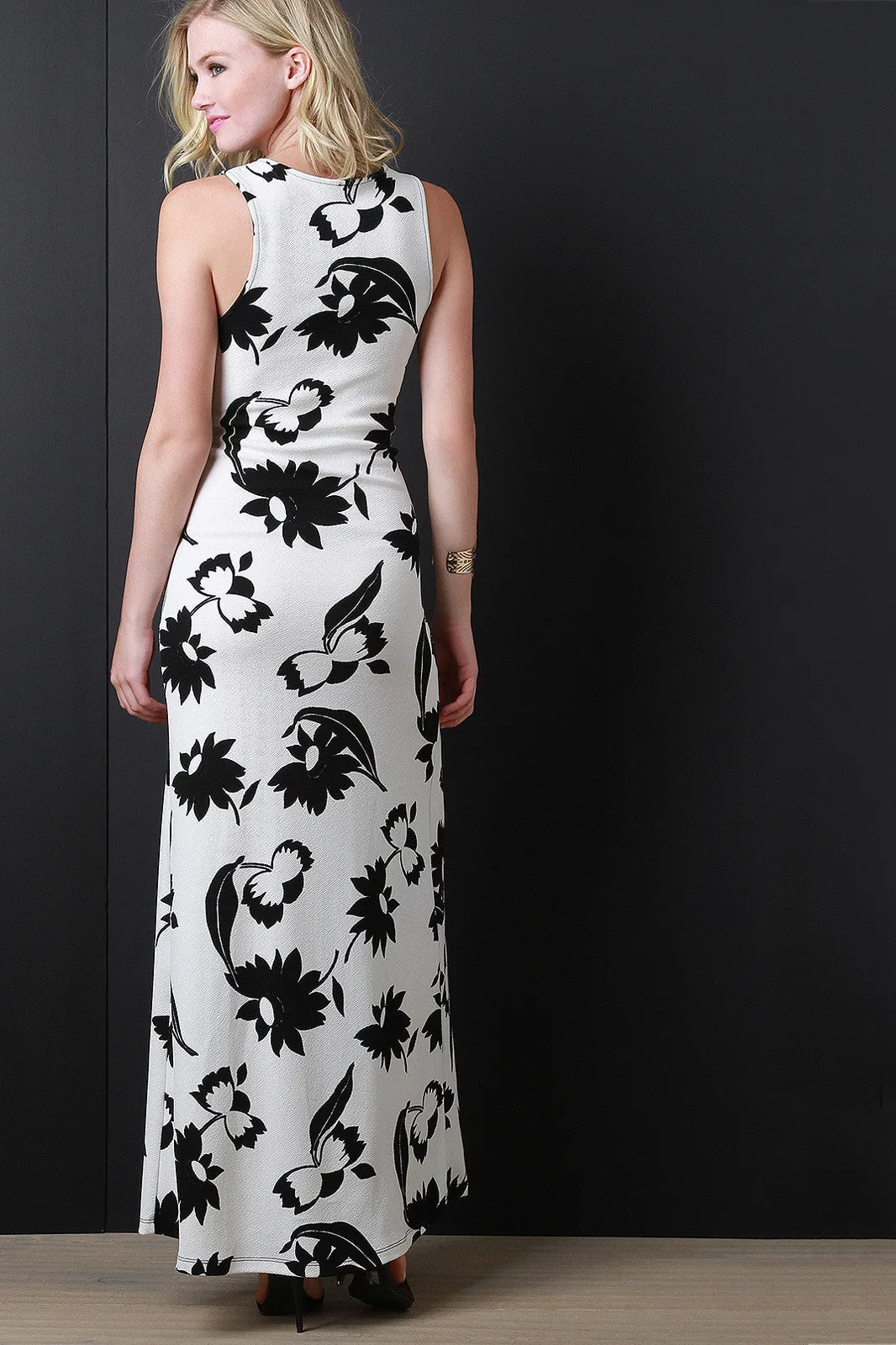 Contrasting Flower Maxi Dress