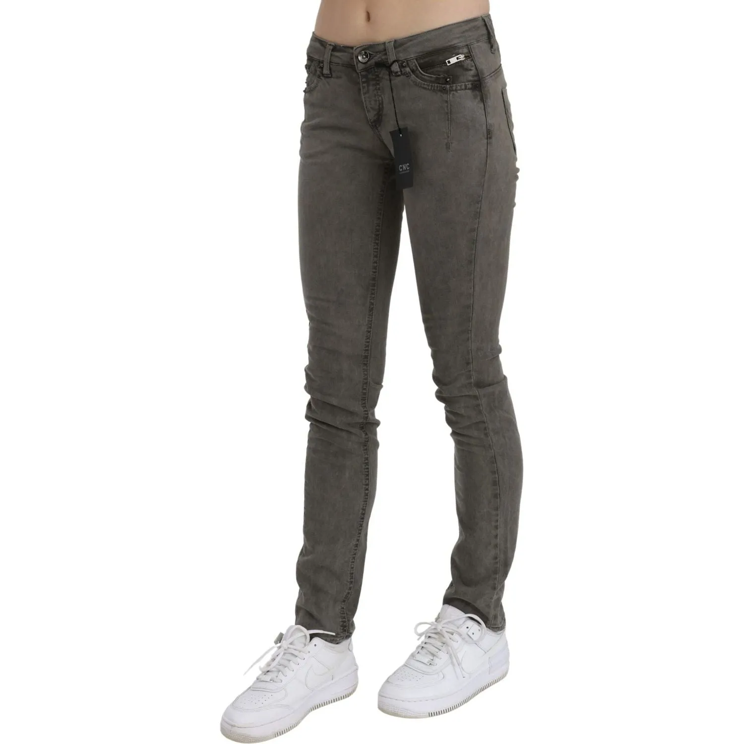 Costume National Chic Gray Slim Fit Cotton Jeans