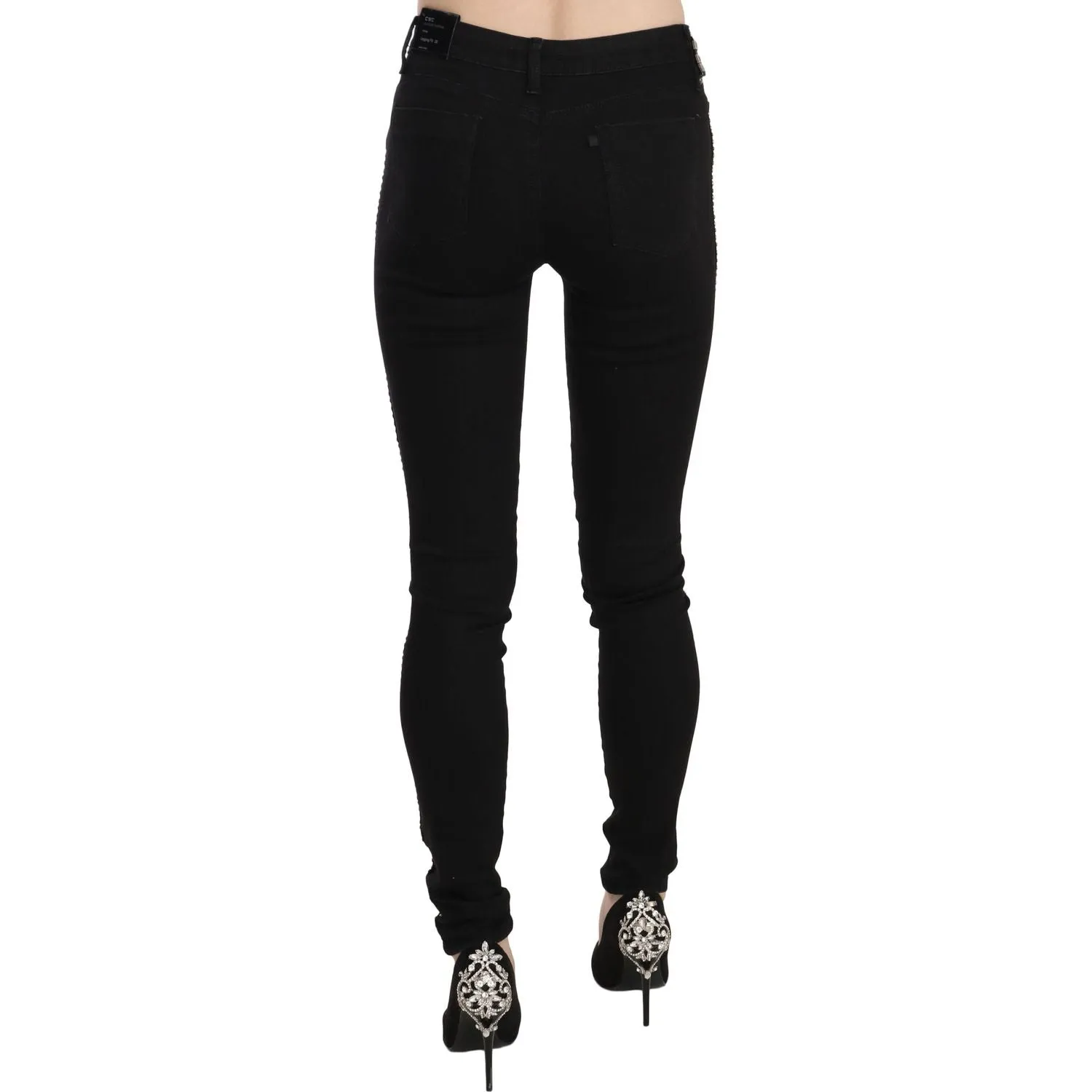 Costume National Chic Mid Waist Skinny Black Denim