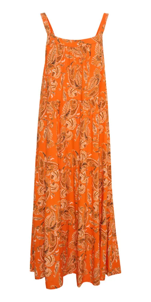 Cream Paisley Maxi Dress, orange