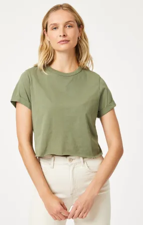 CROPPED T-SHIRT IN DEEP LICHEN GREEN