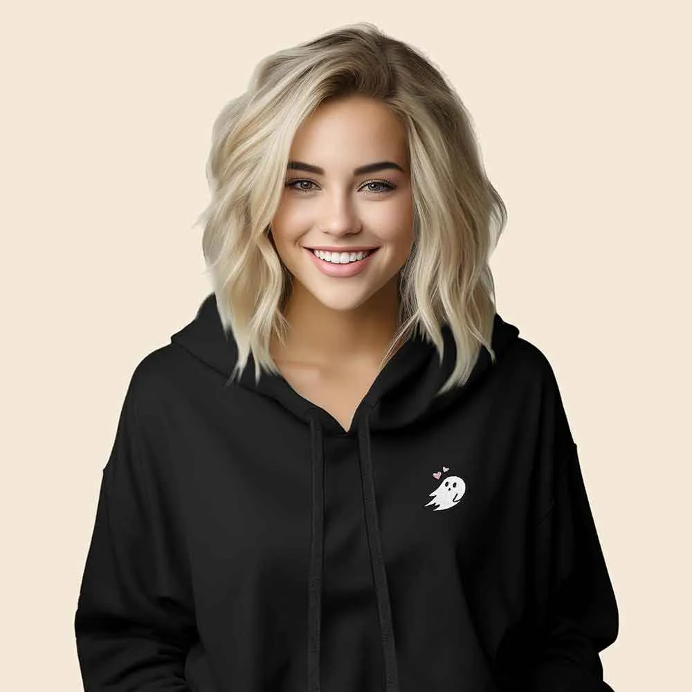 Dalix Heartly Ghost Cropped Hoodie