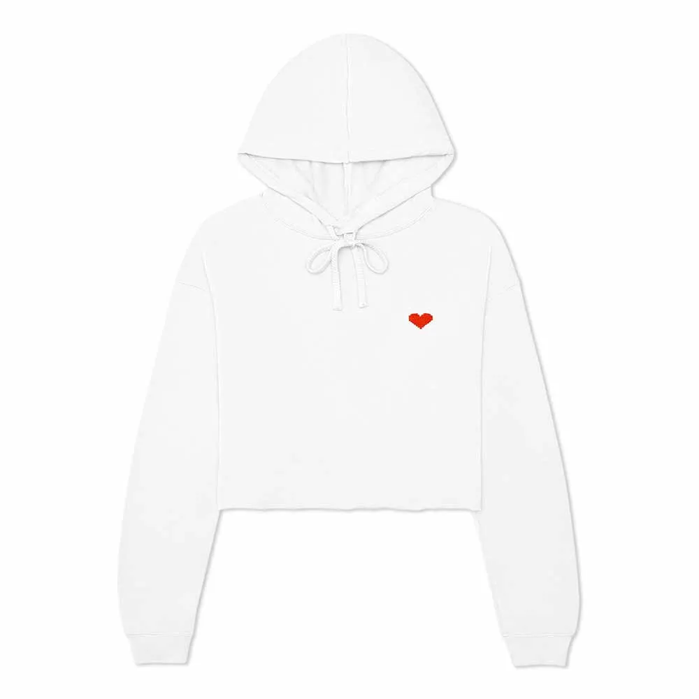 Dalix Pixel Heart Cropped Hoodie