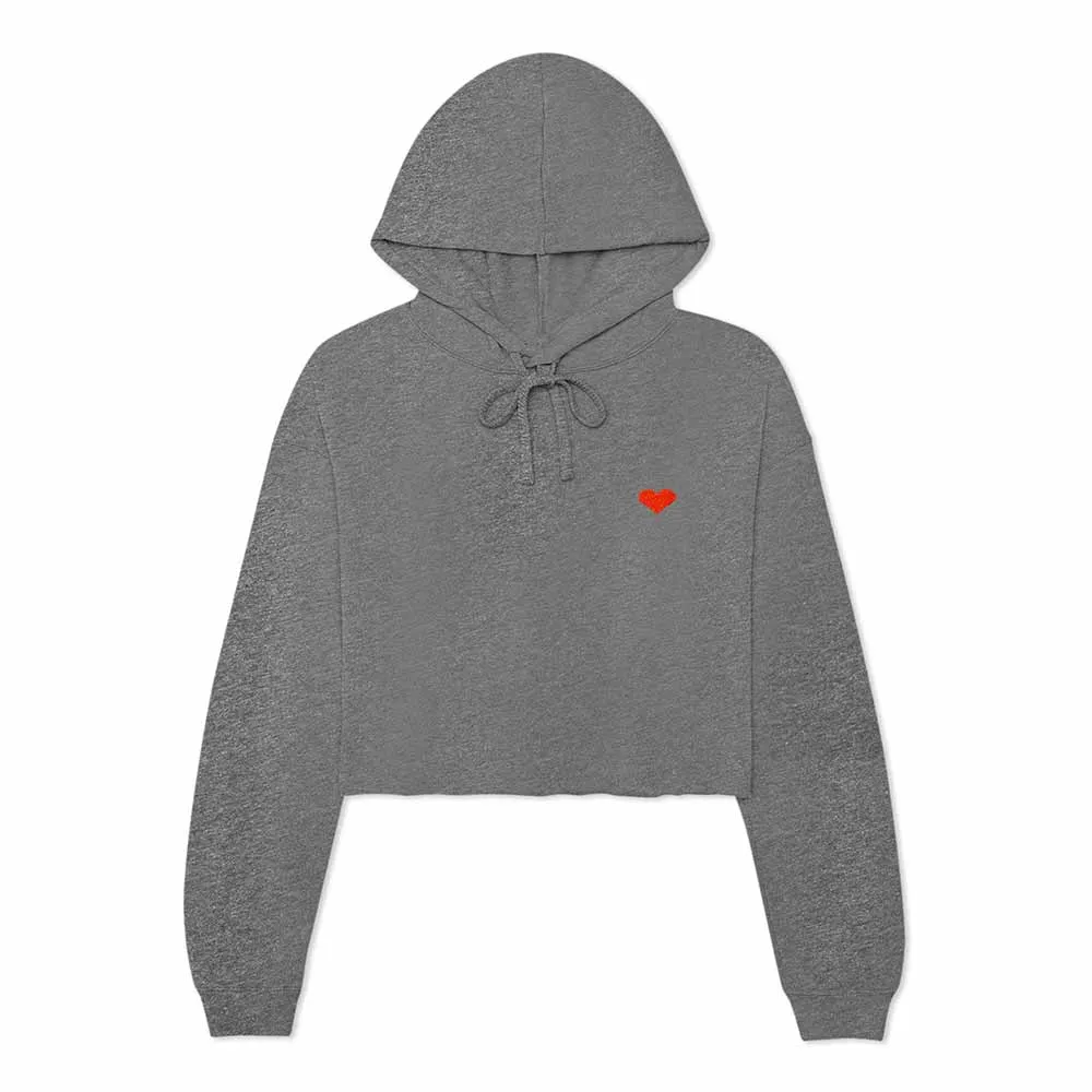 Dalix Pixel Heart Cropped Hoodie