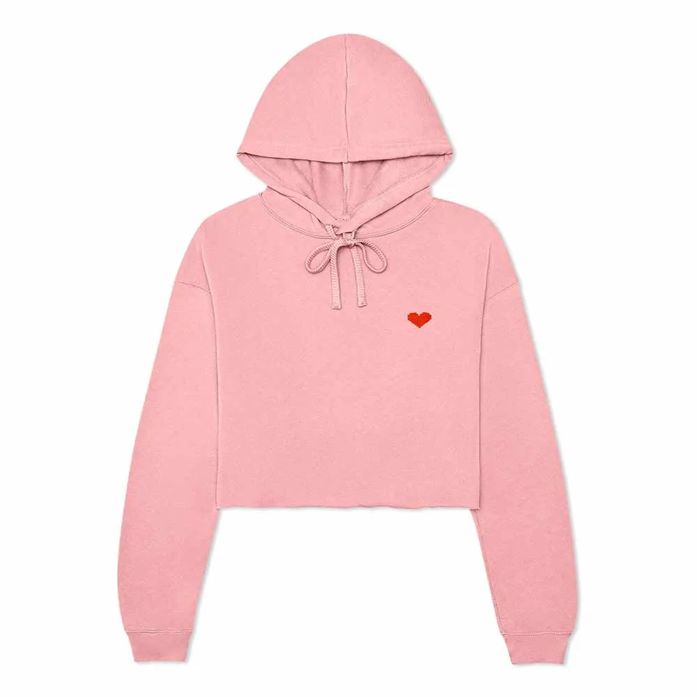 Dalix Pixel Heart Cropped Hoodie