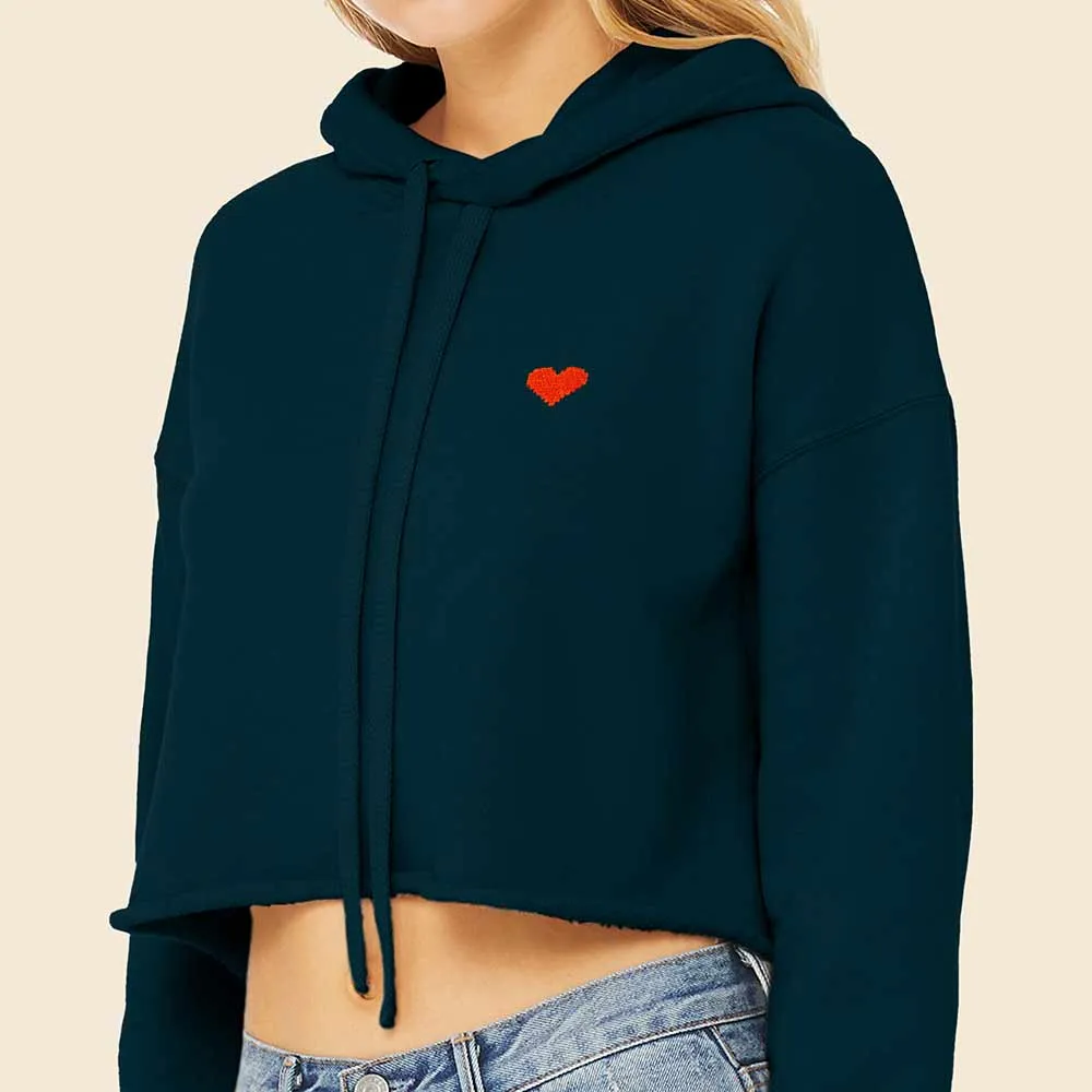 Dalix Pixel Heart Cropped Hoodie