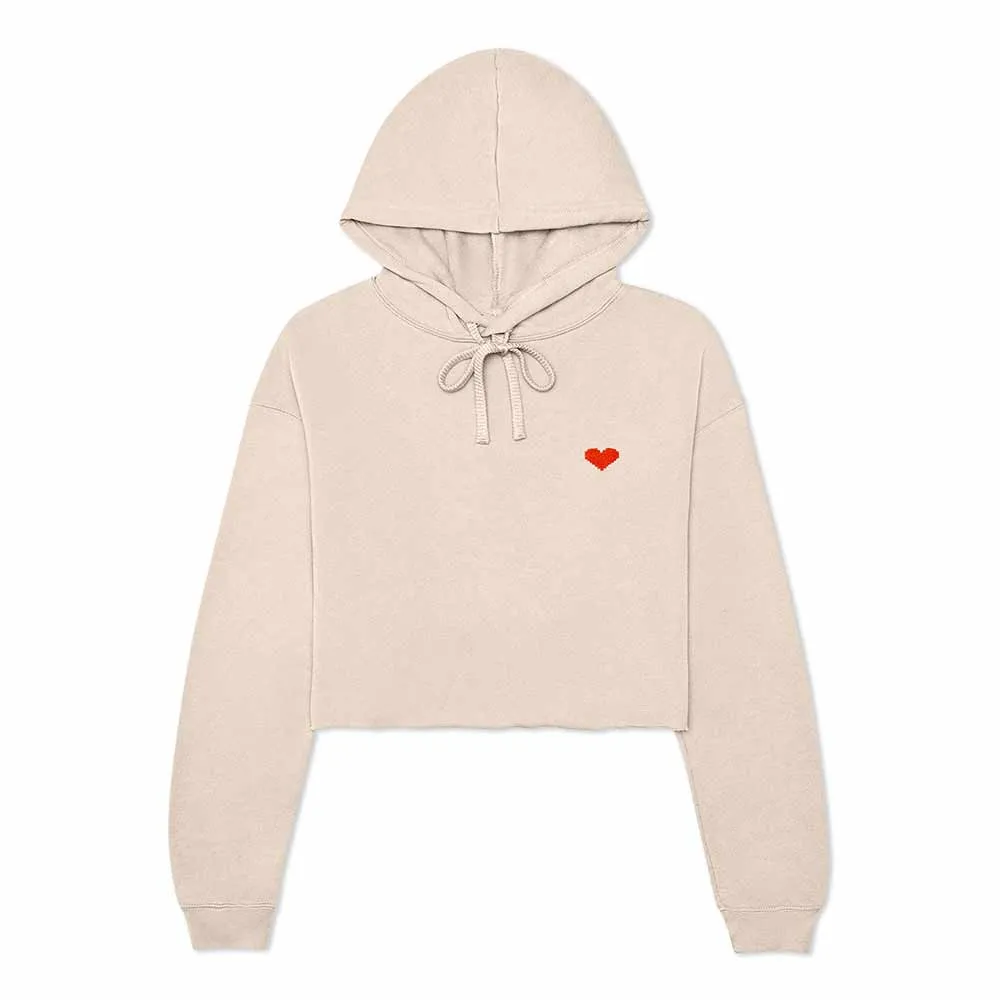 Dalix Pixel Heart Cropped Hoodie