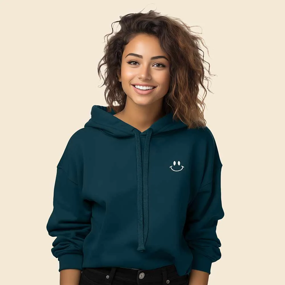 Dalix Smile Face Cropped Hoodie