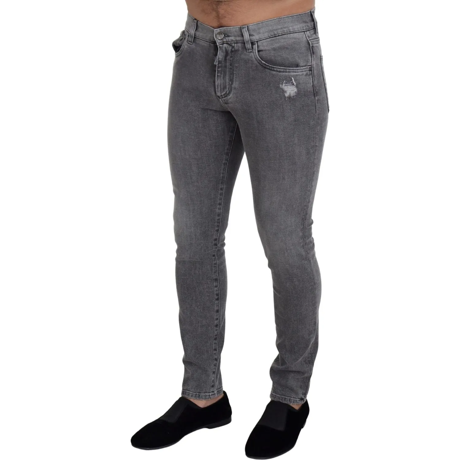 Dolce & Gabbana Chic Grey Washed Denim Pants