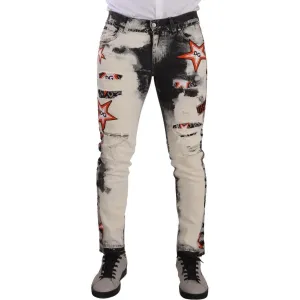 Dolce & Gabbana Chic Slim Fit Star Motif Denim Jeans