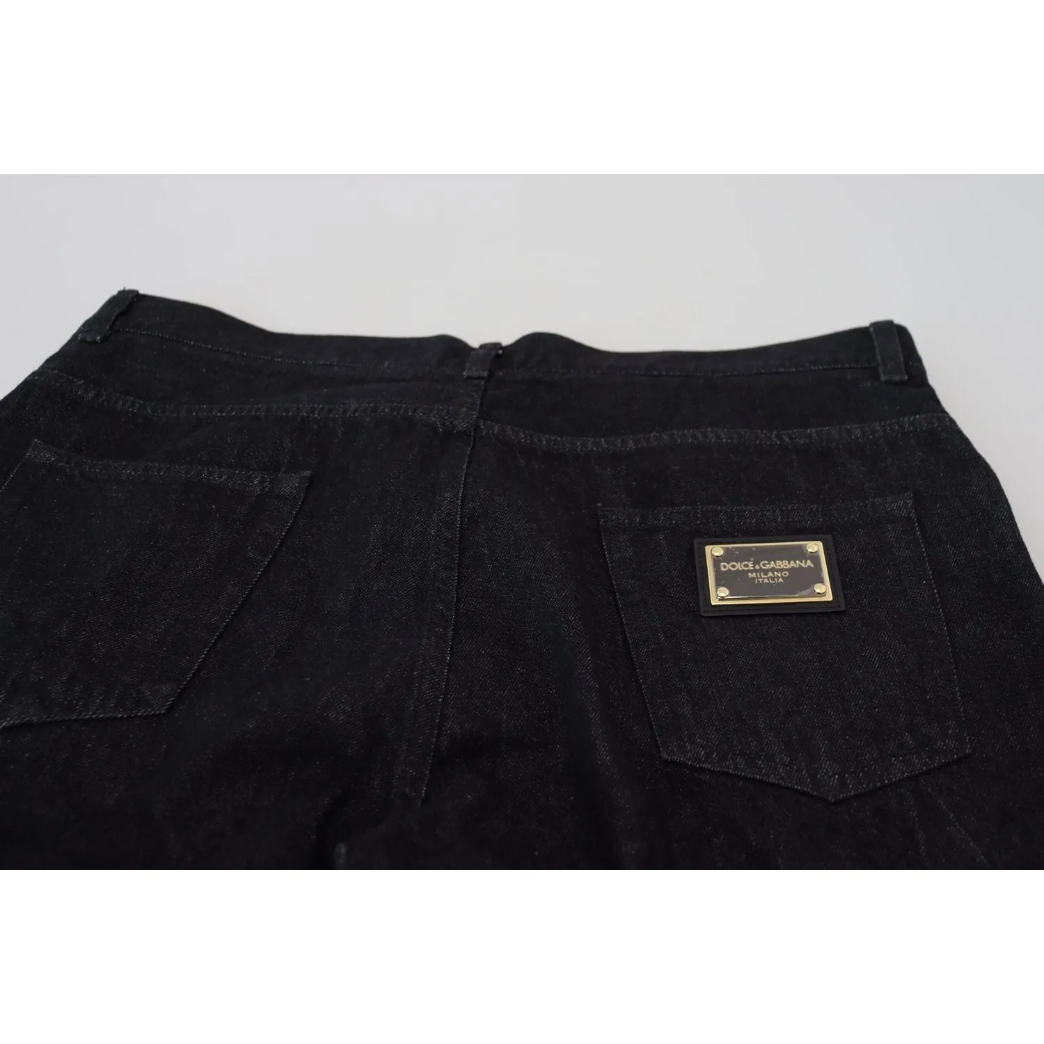 Dolce & Gabbana Elegant Black Washed Denim Pants Luxe Cotton