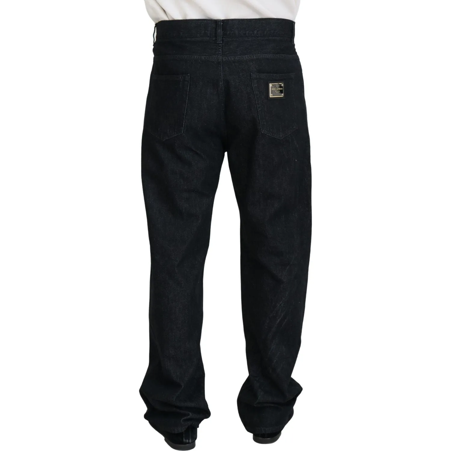 Dolce & Gabbana Elegant Black Washed Denim Pants Luxe Cotton