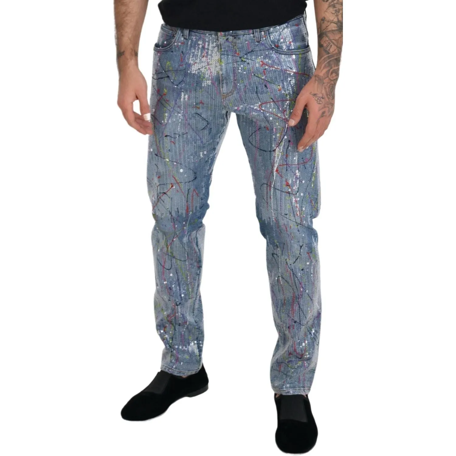 Dolce & Gabbana Exquisite Color Splash Denim Pants