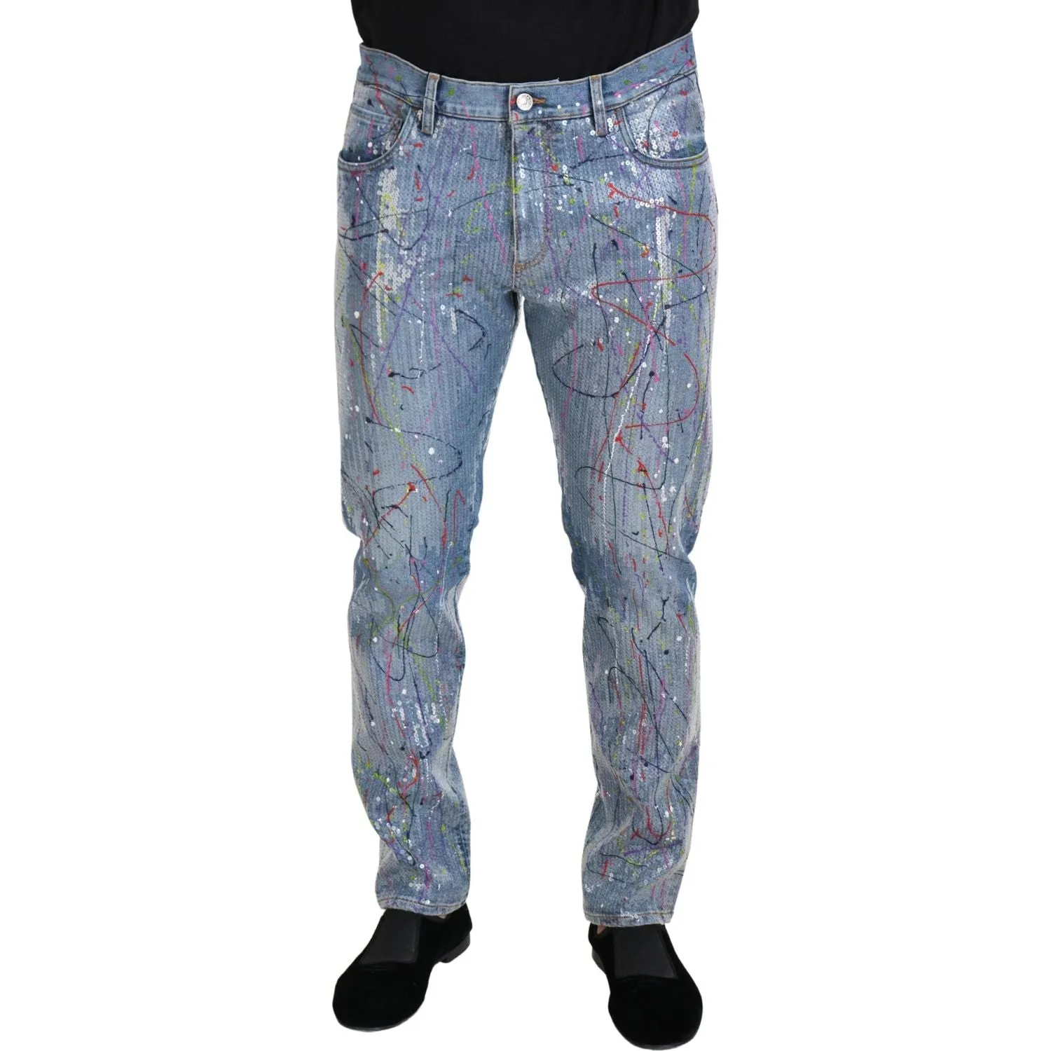 Dolce & Gabbana Exquisite Color Splash Denim Pants