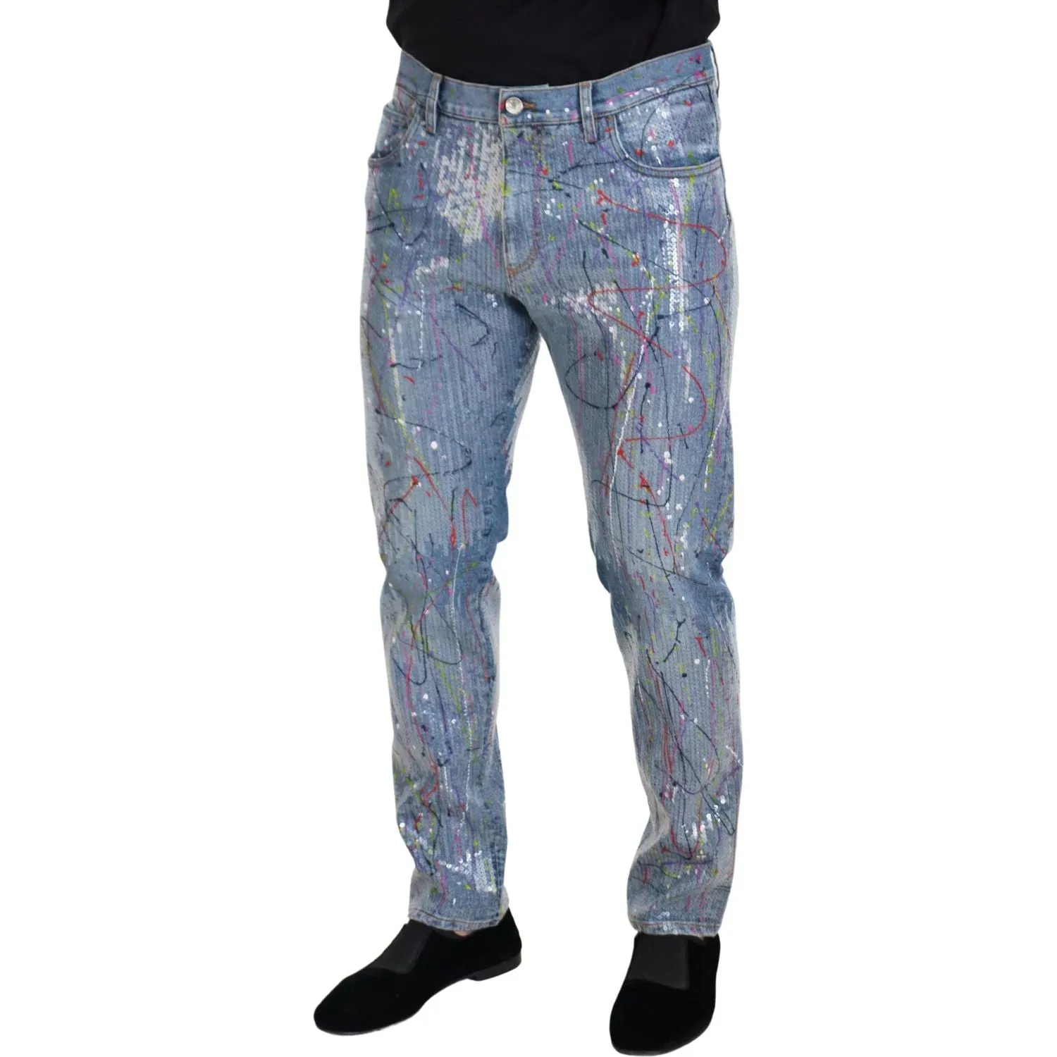 Dolce & Gabbana Exquisite Color Splash Denim Pants