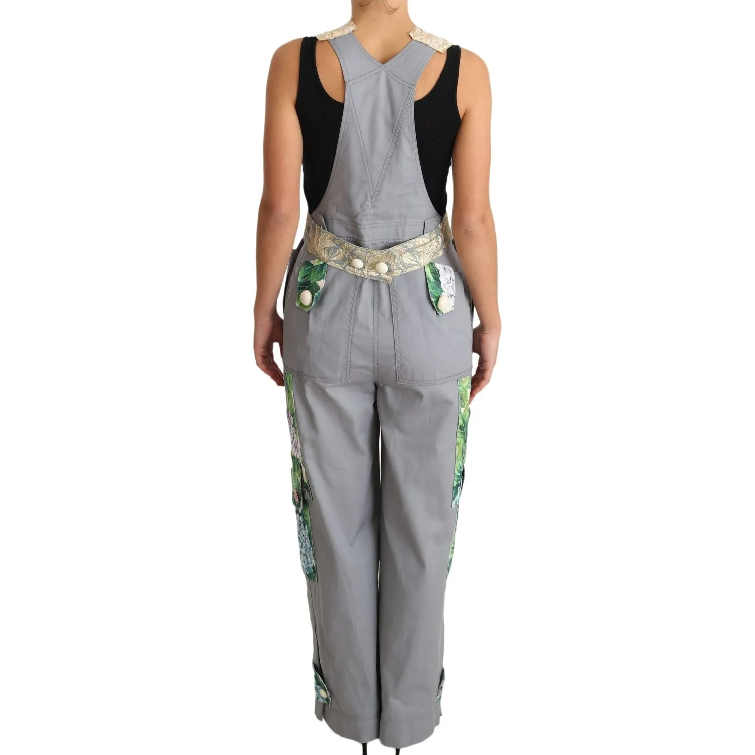 Dolce & Gabbana Exquisite Floral Embellished Denim Overalls