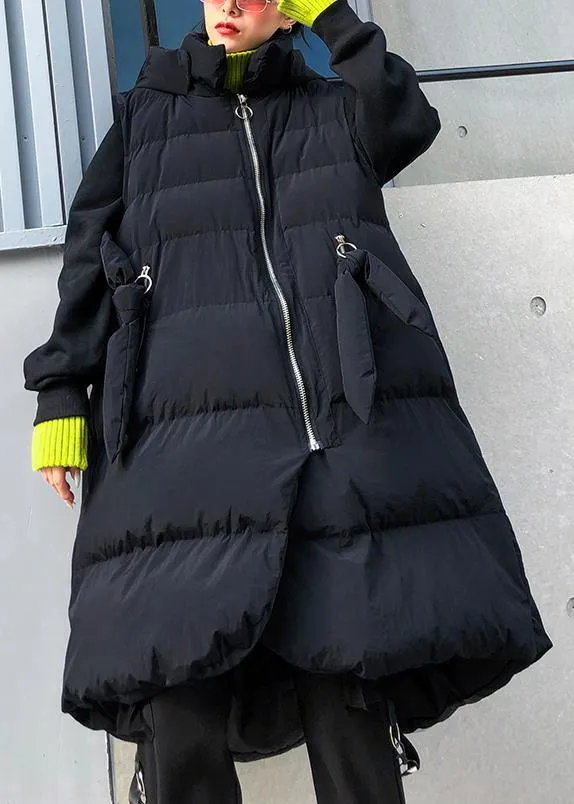 Fine plus size clothing winter jacket winter coats black hooded sleeveless Parkas for women