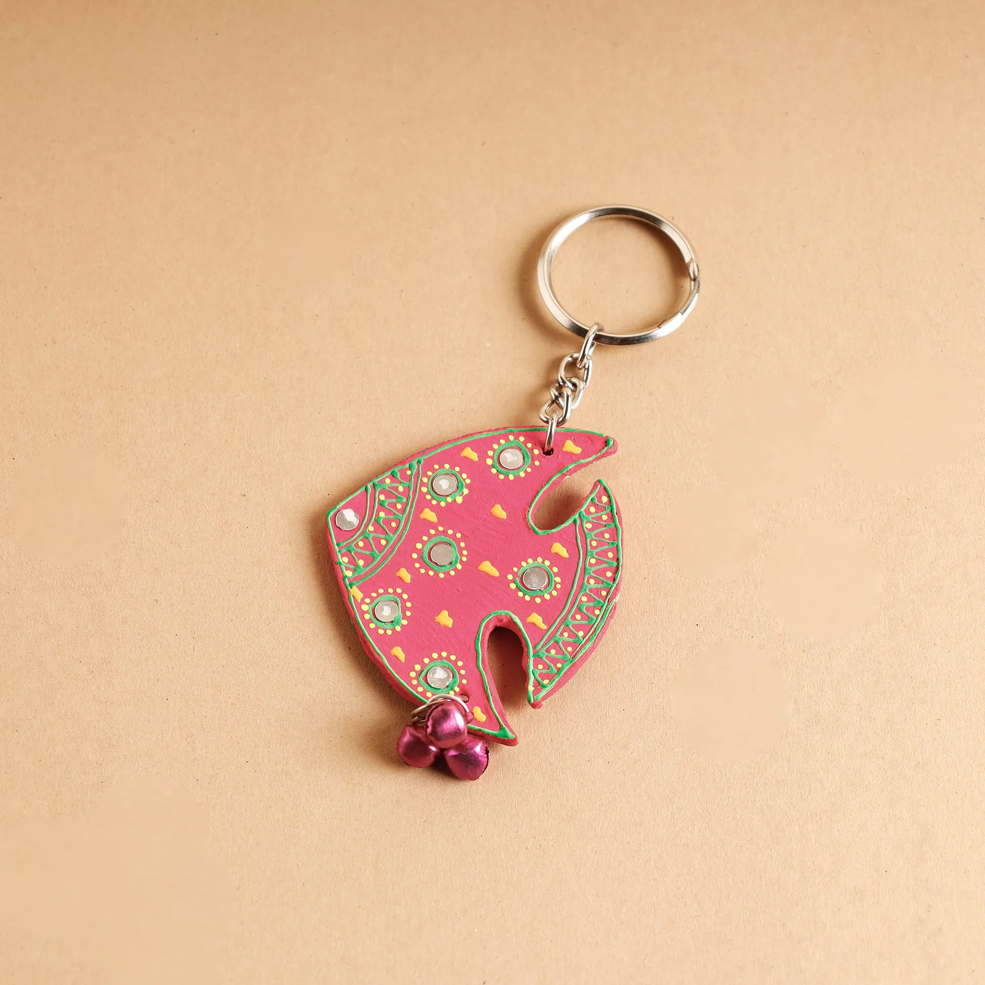 Fish - Abstract Pastel Handpainted Wooden Key Chain