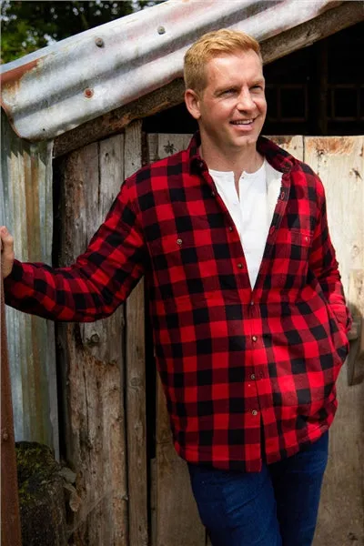 Flannel Fleece Lined Shirt - Red and Black Check