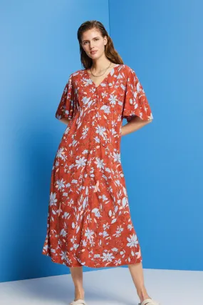 Flare Sleeve Maxi Dress