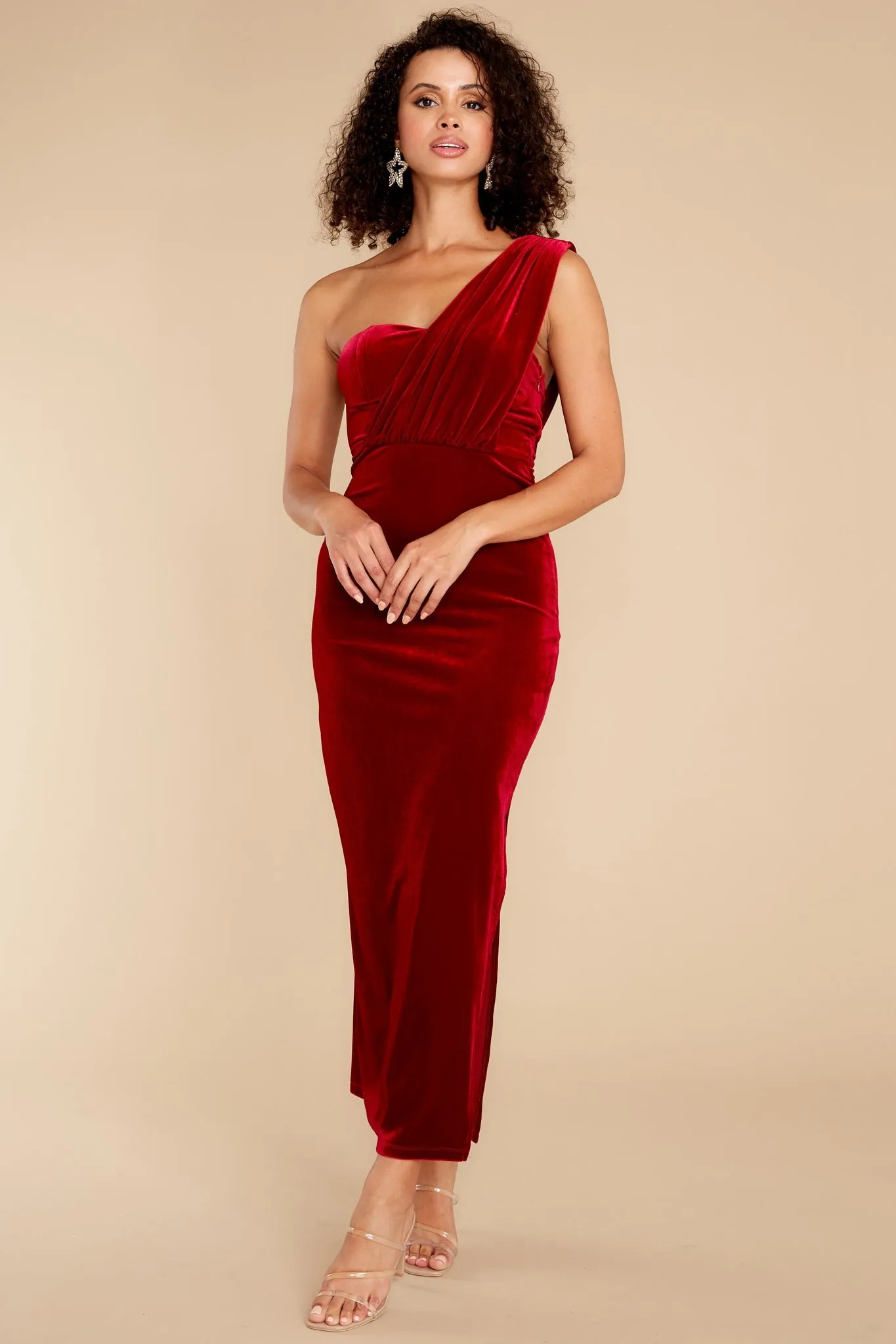 Flawless Beauty Red Velvet Maxi Dress