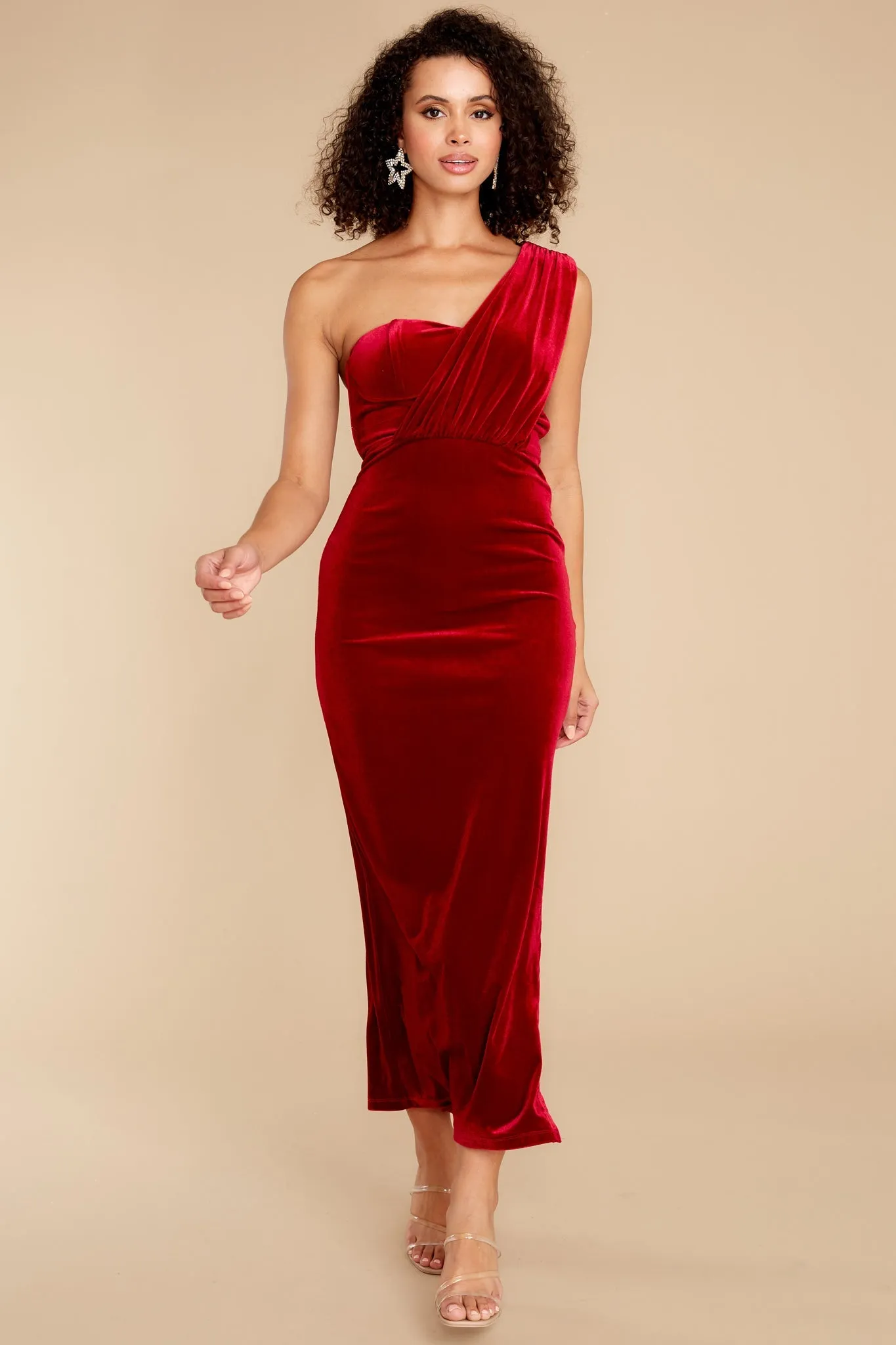 Flawless Beauty Red Velvet Maxi Dress