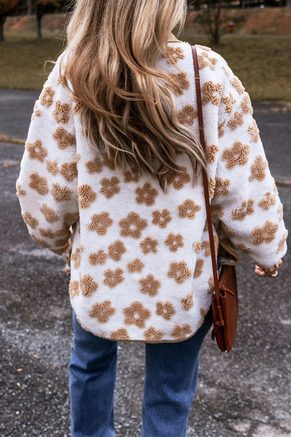 Floral Button Up Fleece Jacket