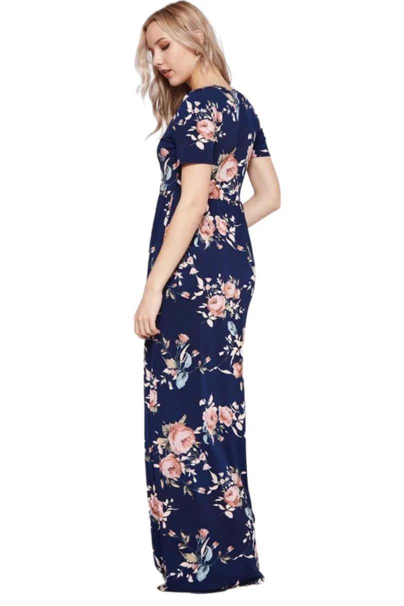 Floral Maxi Dress Style 3515 in Navy