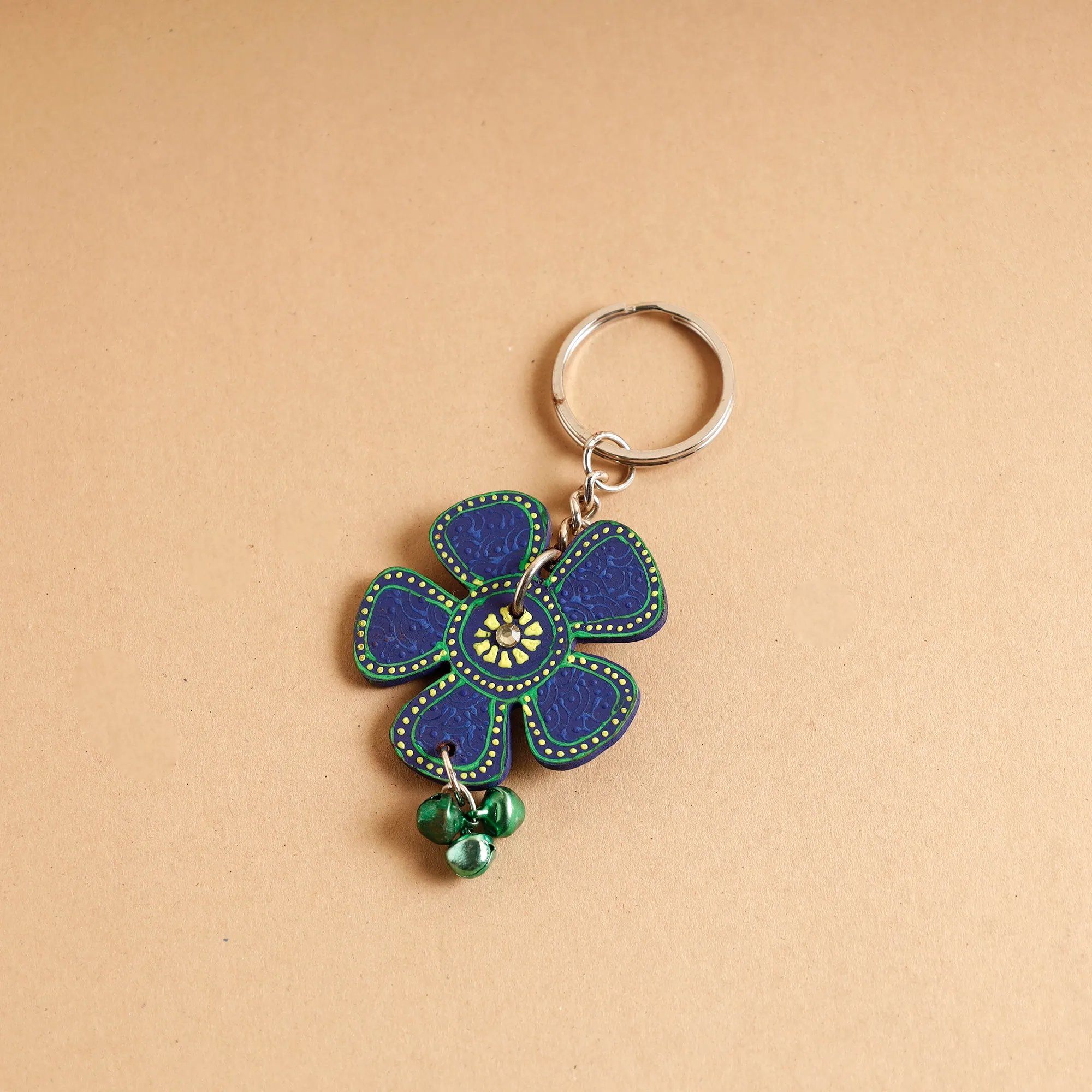 Flower - Abstract Pastel Handpainted Wooden Key Chain