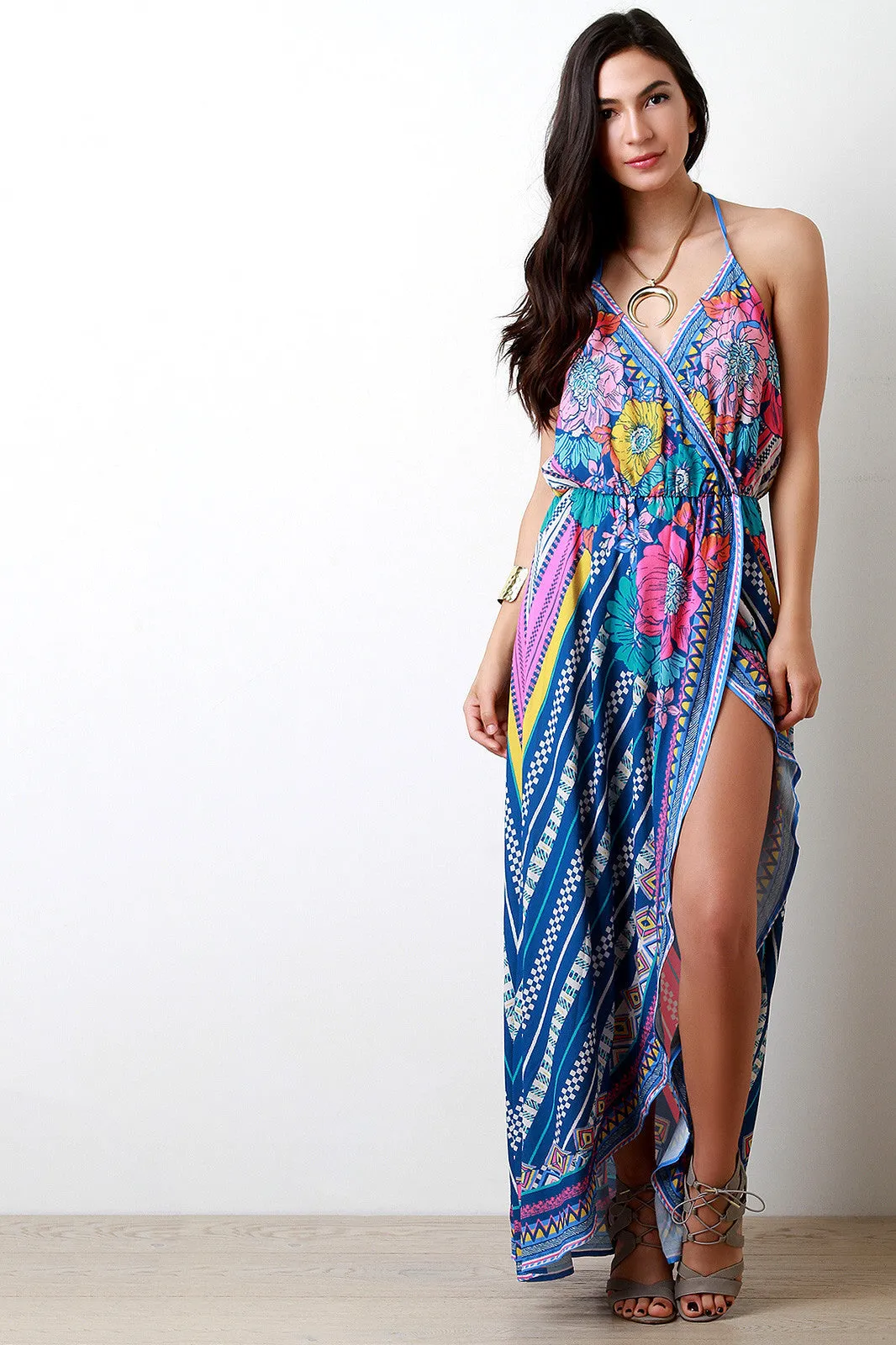 Flowers In Bloom Surplice Boho Dress