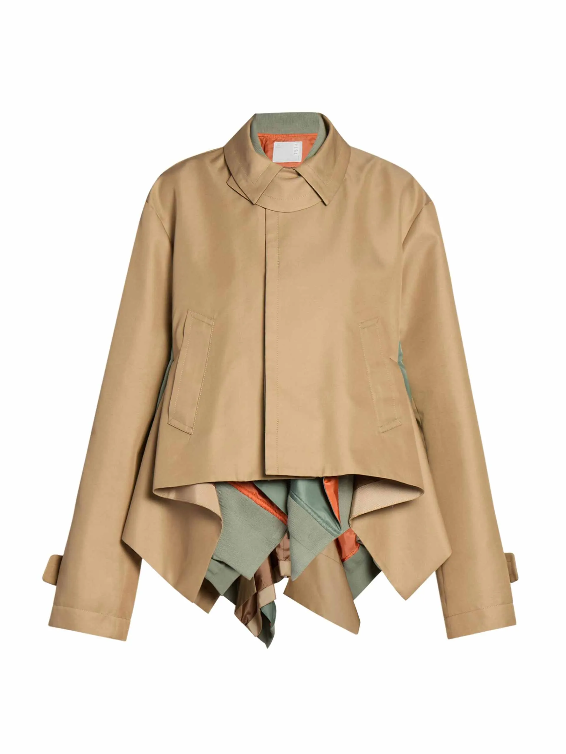 Gaberdine handkerchief-hem short trench coat