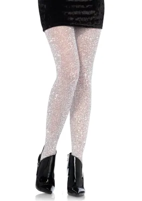 Glitter Lurex Tights in Silver