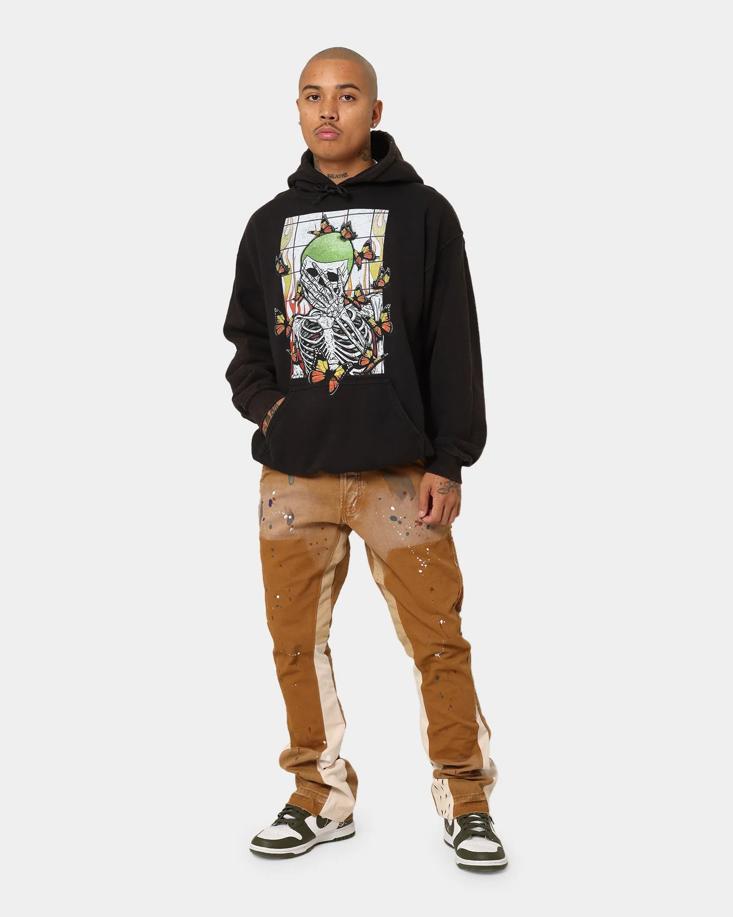 Goat Crew Green Skeleton Hoodie Black Wash