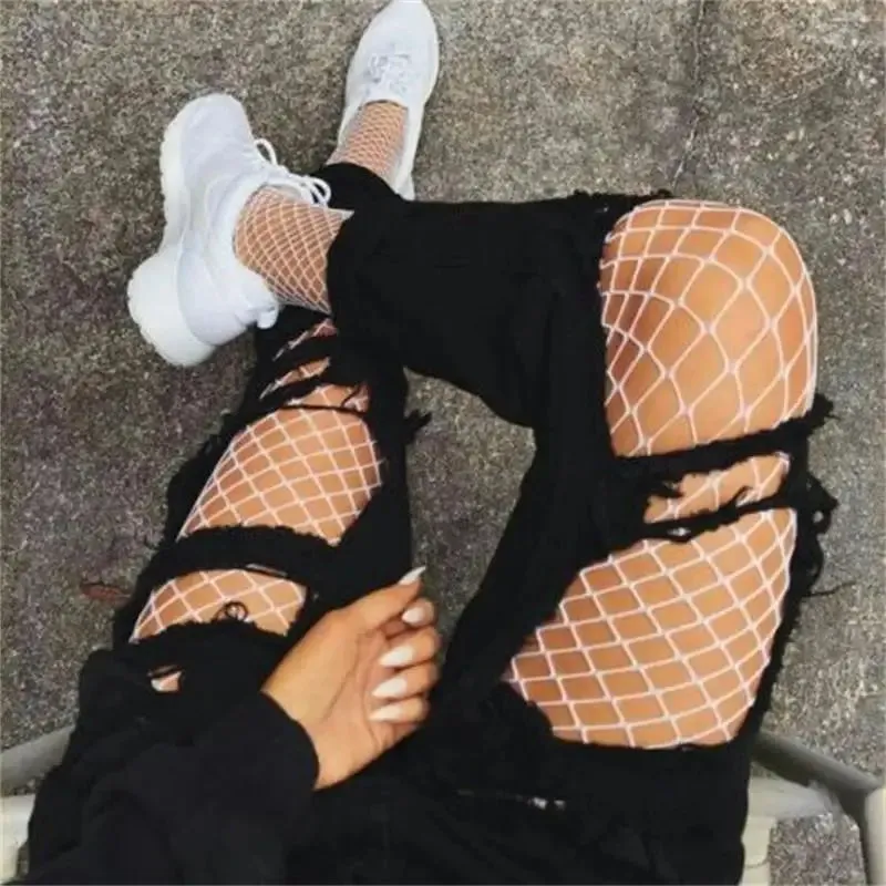 Gothic Tights Women Leggings Lolita Hollowed Out Mesh Stockings Japanese Bottomed Lace Pantyhose Floral Rattan Black Stocking