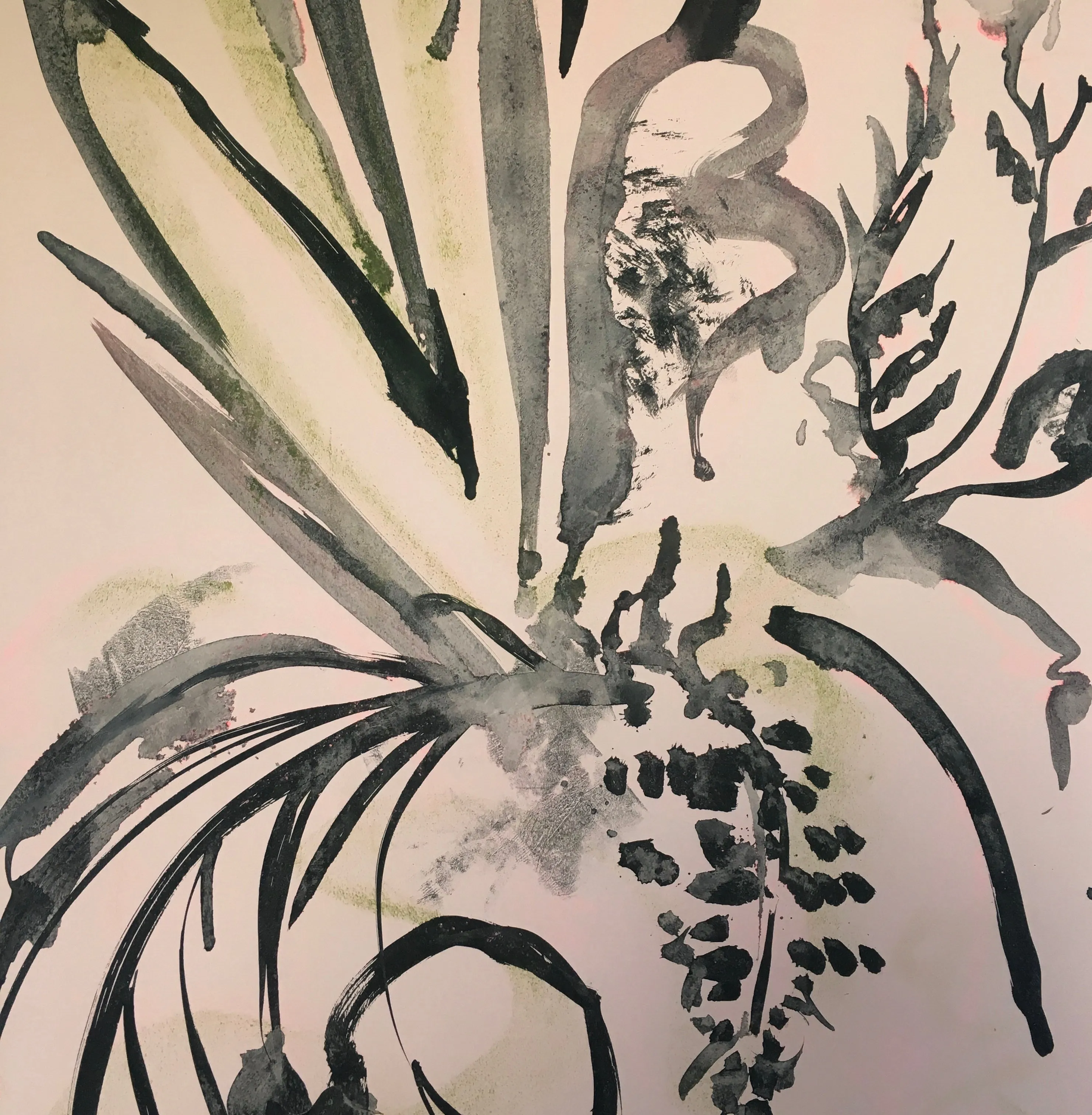 Grasses, Ink and Pastel Study