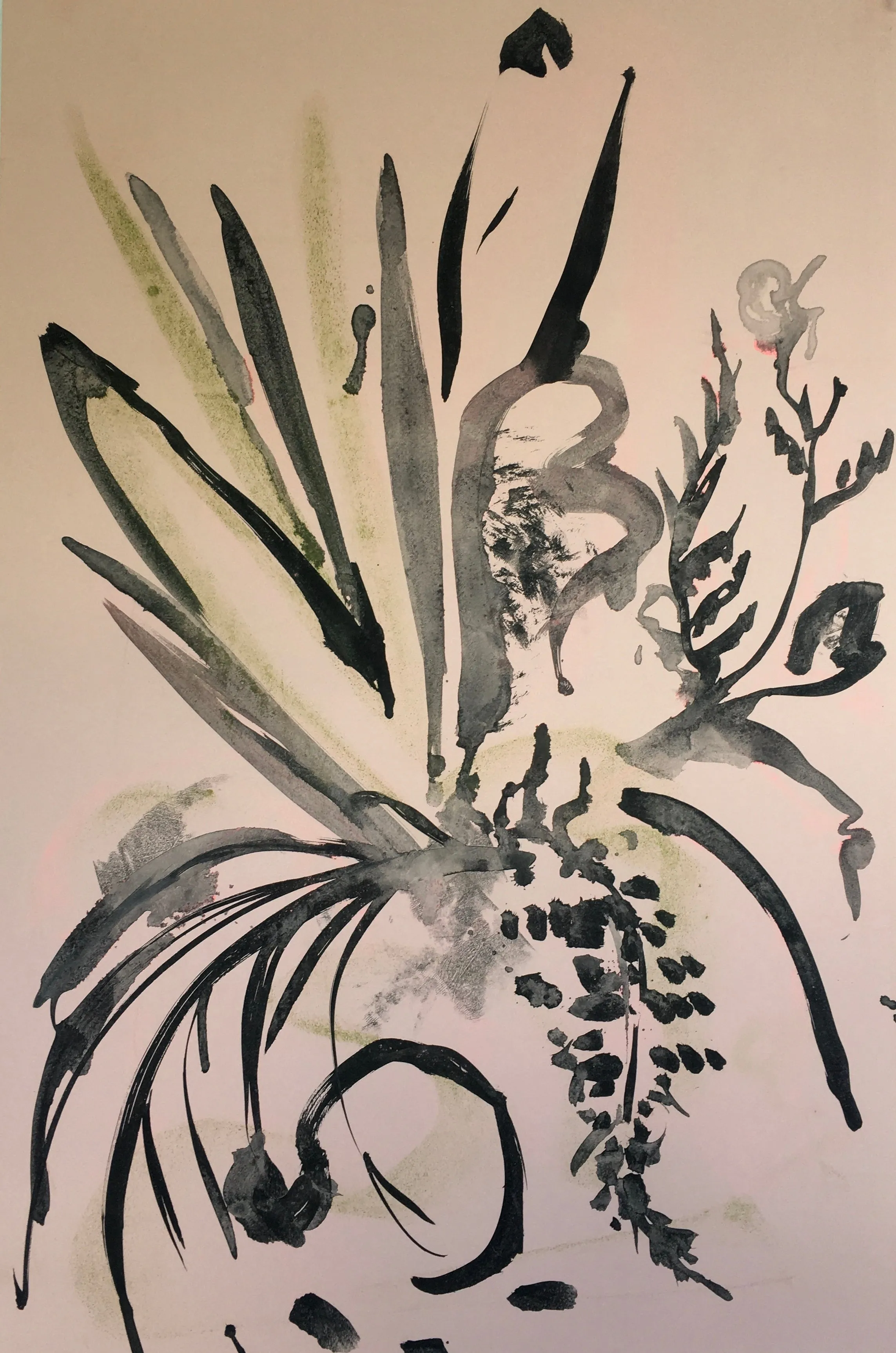 Grasses, Ink and Pastel Study