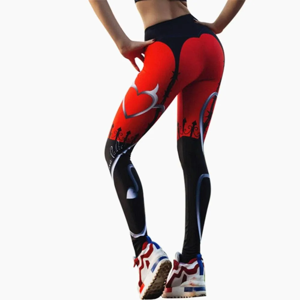 Great Sexy Women's Heart Print Leggings - Fashion Fitness Leggings (D24)(D31)(BAP)(TBL)(BCD3)