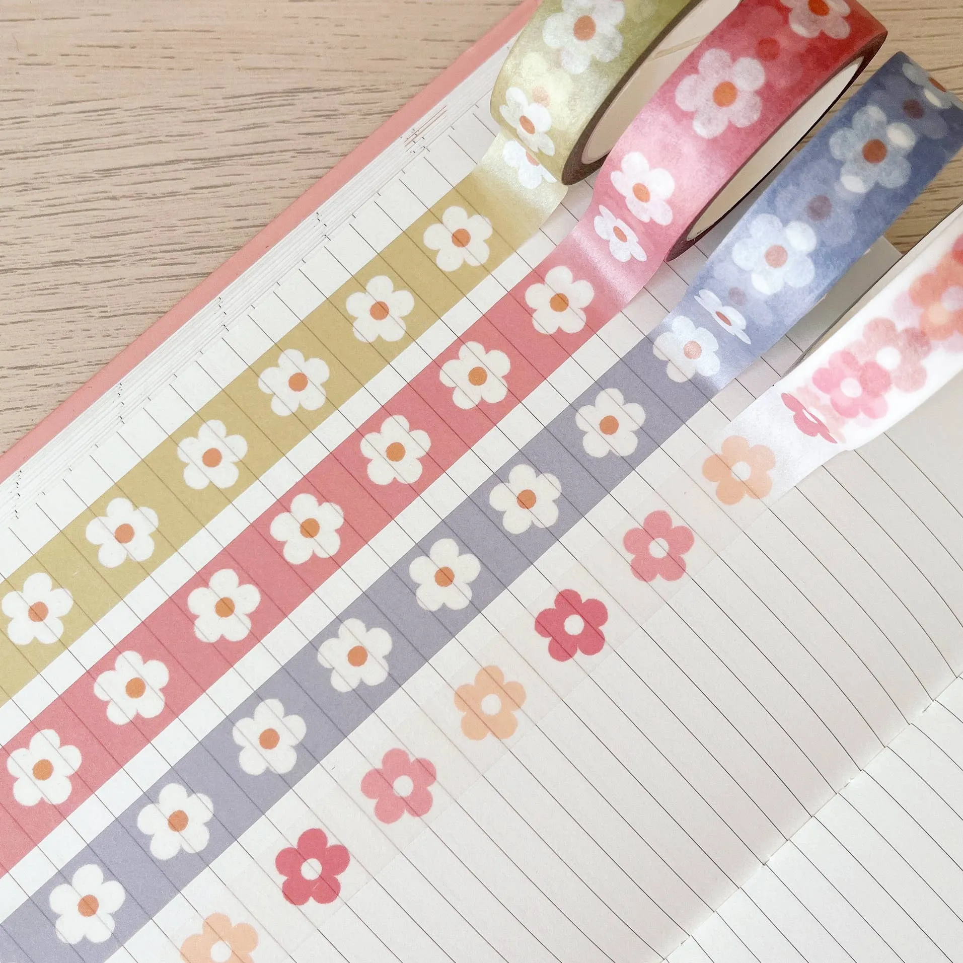 Green Pastel Daisies Washi Tape by Cherry Rabbit