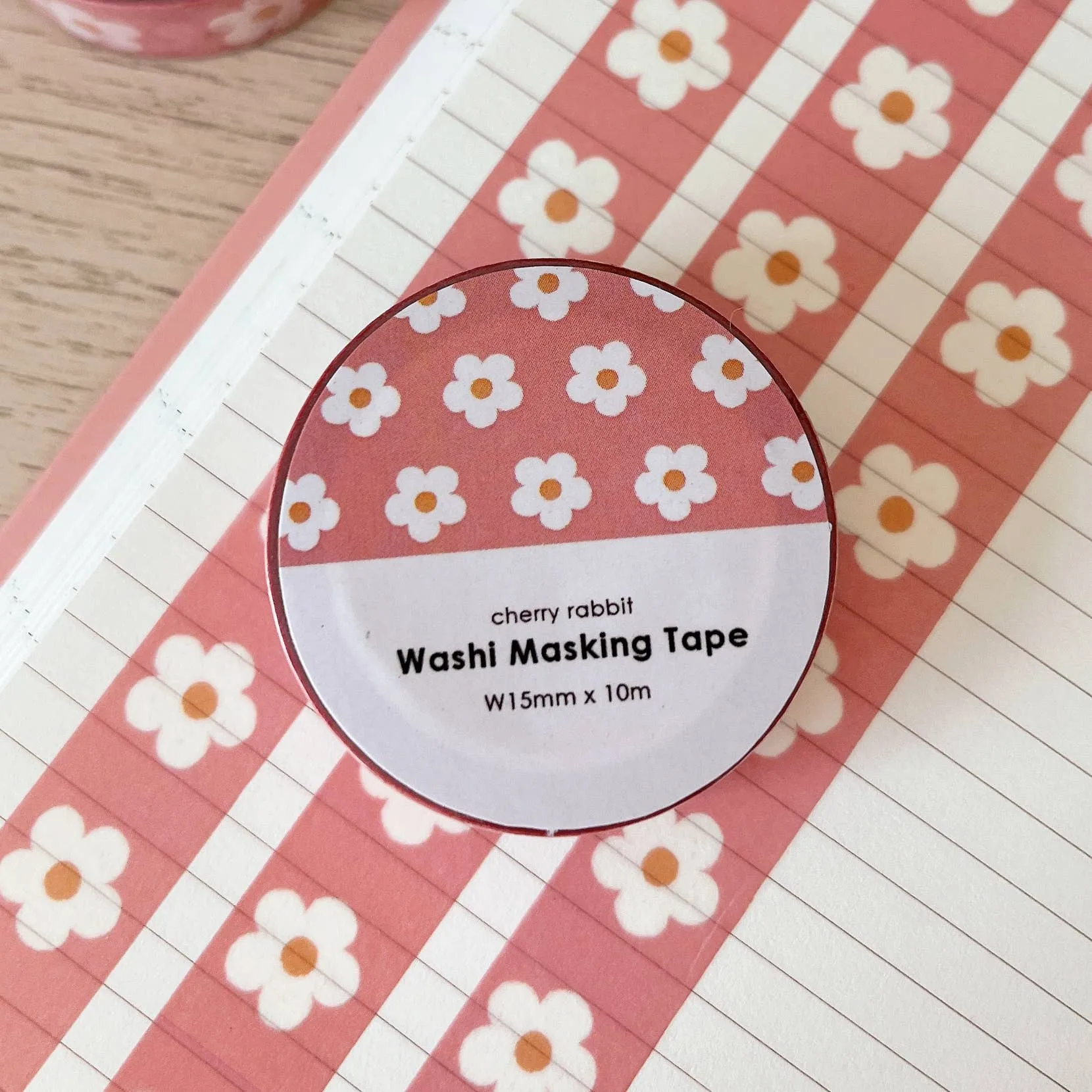 Green Pastel Daisies Washi Tape by Cherry Rabbit