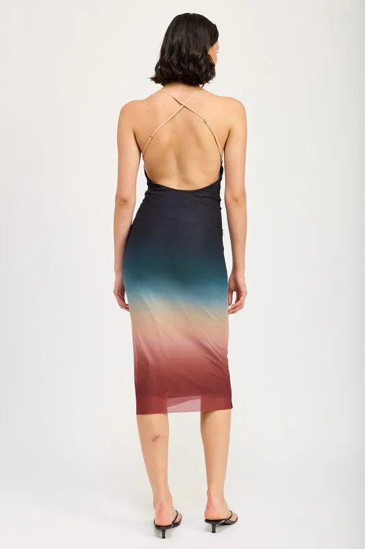 HALTER NECK OMBRE MAXI DRESS