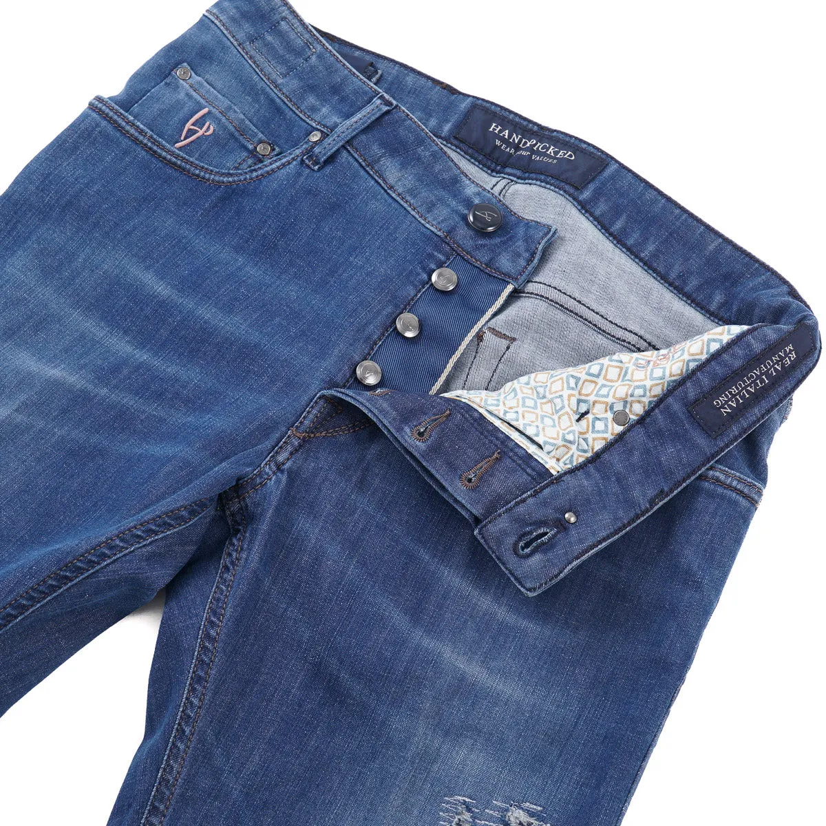 Handpicked 'Orvieto' Slim-Fit Distressed Denim Jeans