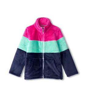 Hatley Fuzzy Fleece Zip Up - Colourblock Stripes