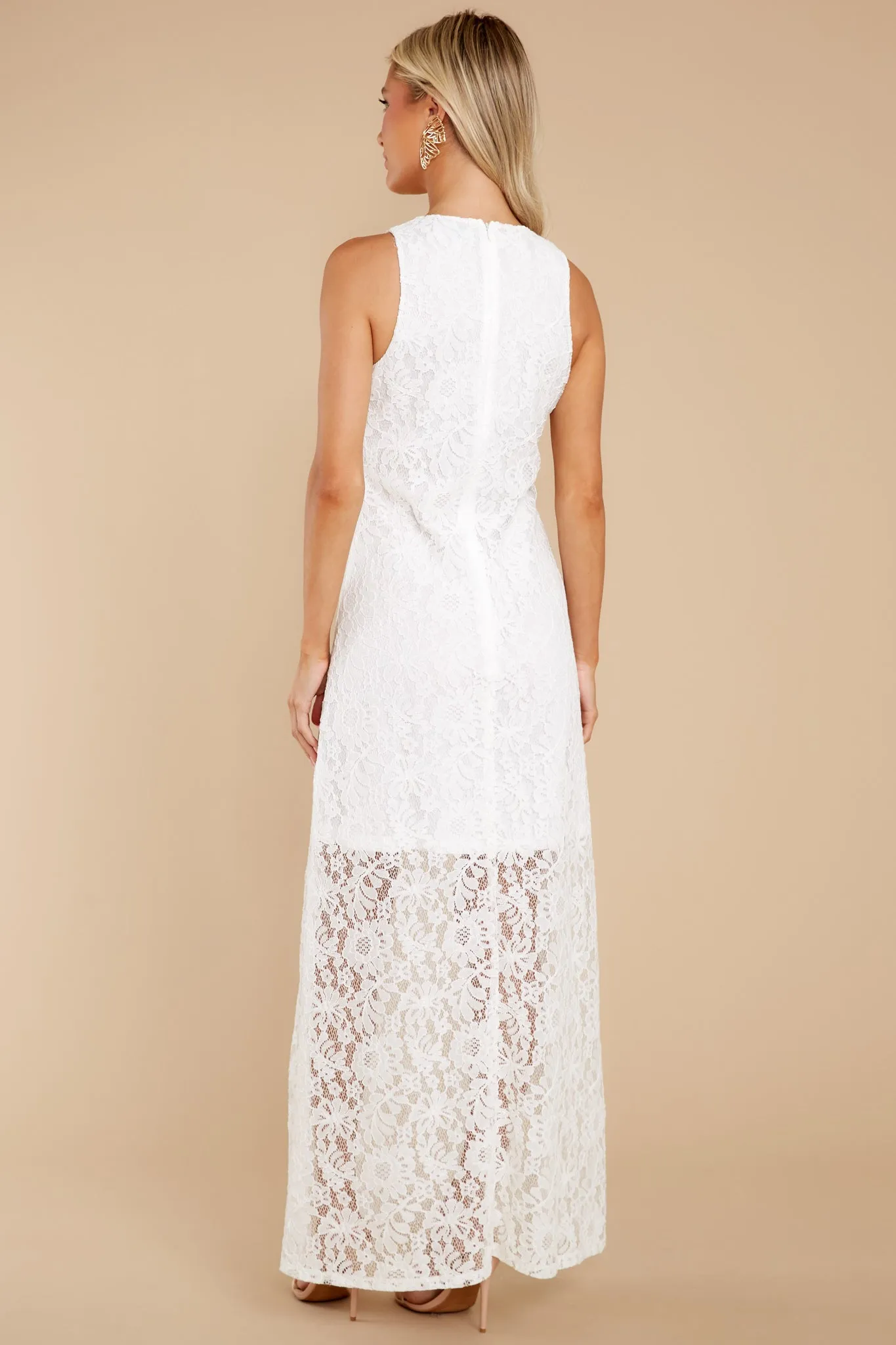 Irresistible Charm White Lace Maxi Dress