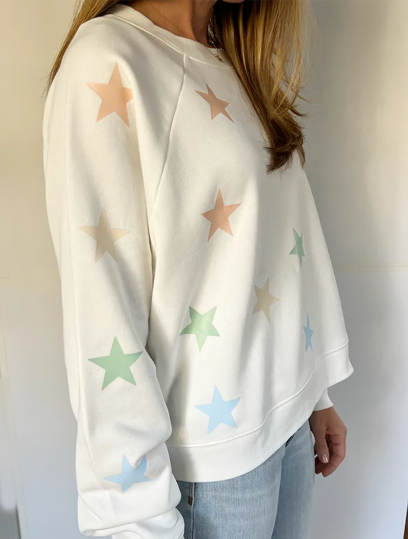 Jack Chic White Sweatshirt - Pastel Matte Stars